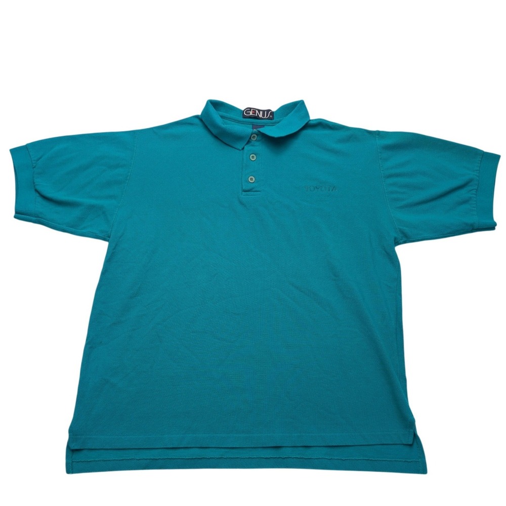 Vintage Genus Toyota Polo Shirt Mens‎ Large Teal Good Short Sleeve Cotton USA